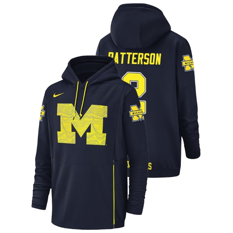 Michigan Wolverines Men's NCAA Shea Patterson #2 Navy Champions Nike Drive Performance College Football Hoodie ZOQ7149SY